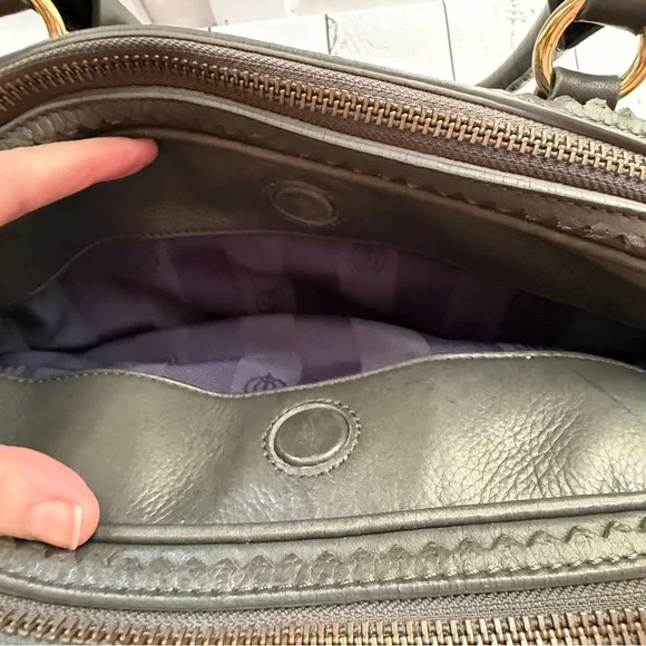 Juicy Couture | Modern Queen Baroque Leather Satchel, Dark Gray - Picture 4 of 17